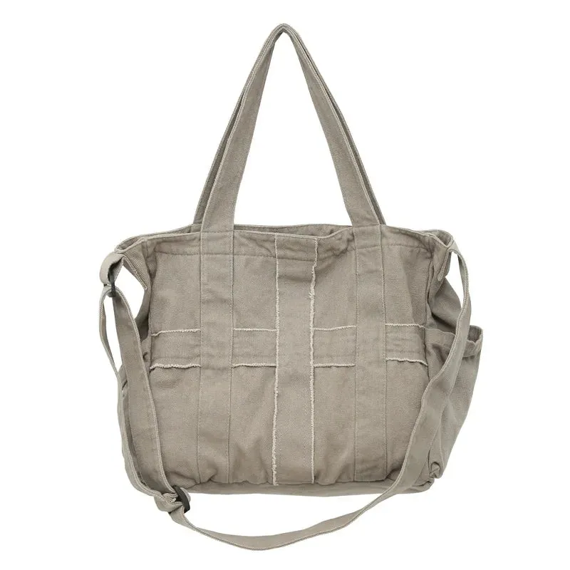 Uakiss Vintage All Match Students Canvas Bag Women Grunge Simple Shoulder Bag Men Casual Travel Handbags Crossbody Bags High-capacity