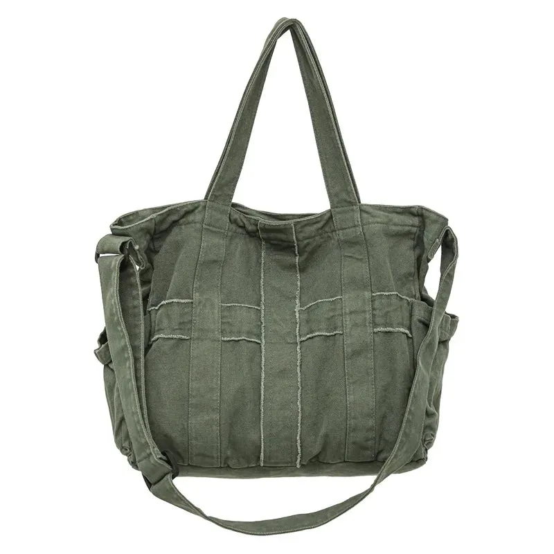 Uakiss Vintage All Match Students Canvas Bag Women Grunge Simple Shoulder Bag Men Casual Travel Handbags Crossbody Bags High-capacity