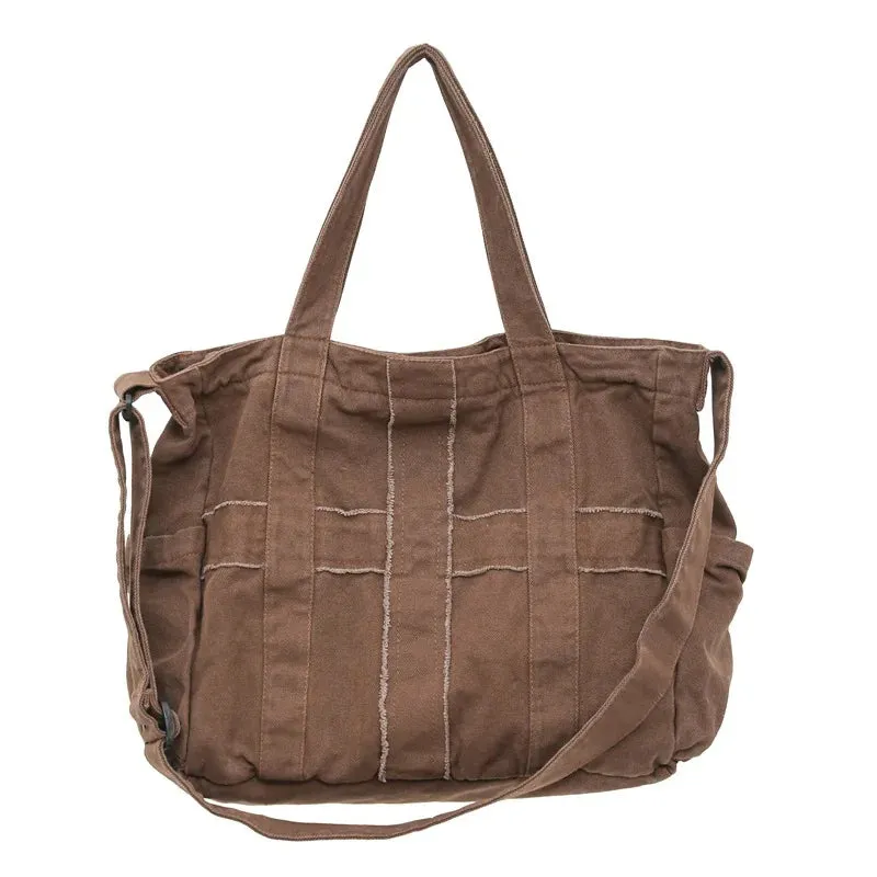 Uakiss Vintage All Match Students Canvas Bag Women Grunge Simple Shoulder Bag Men Casual Travel Handbags Crossbody Bags High-capacity
