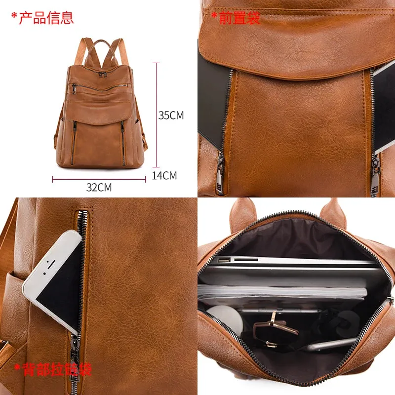 UAKISS  -  Women Backpacks High Quality Pu Leather School Backpacks for Girls Large Capacity Travel Backpack Leisure Shoulder Bags Mochila