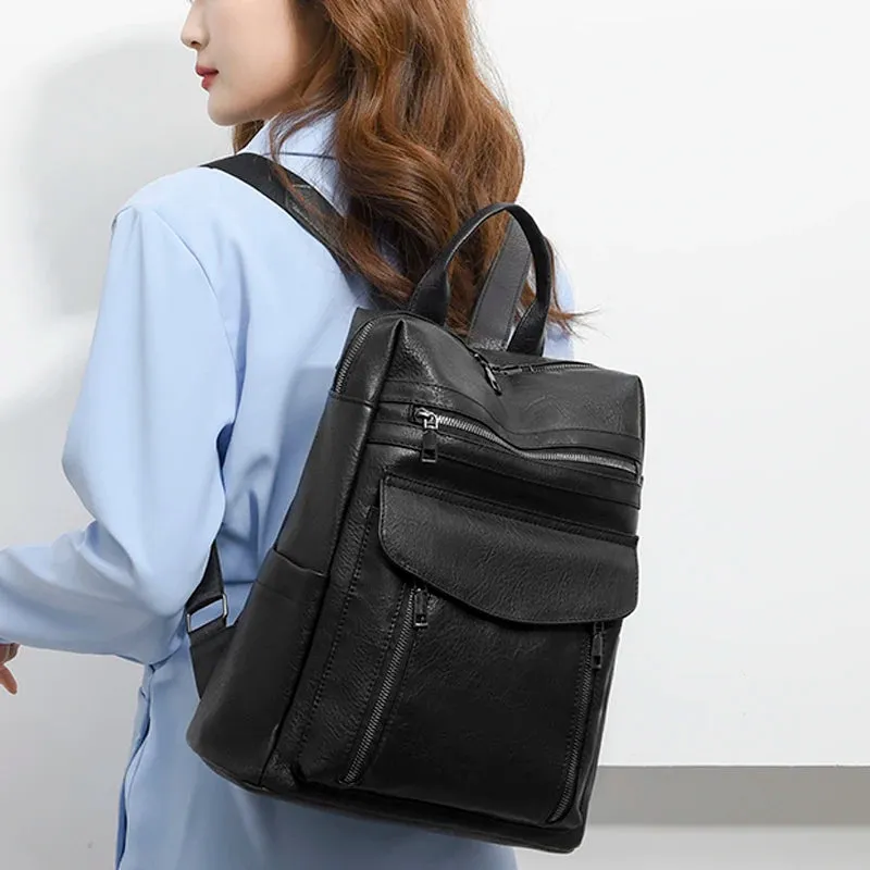 UAKISS  -  Women Backpacks High Quality Pu Leather School Backpacks for Girls Large Capacity Travel Backpack Leisure Shoulder Bags Mochila