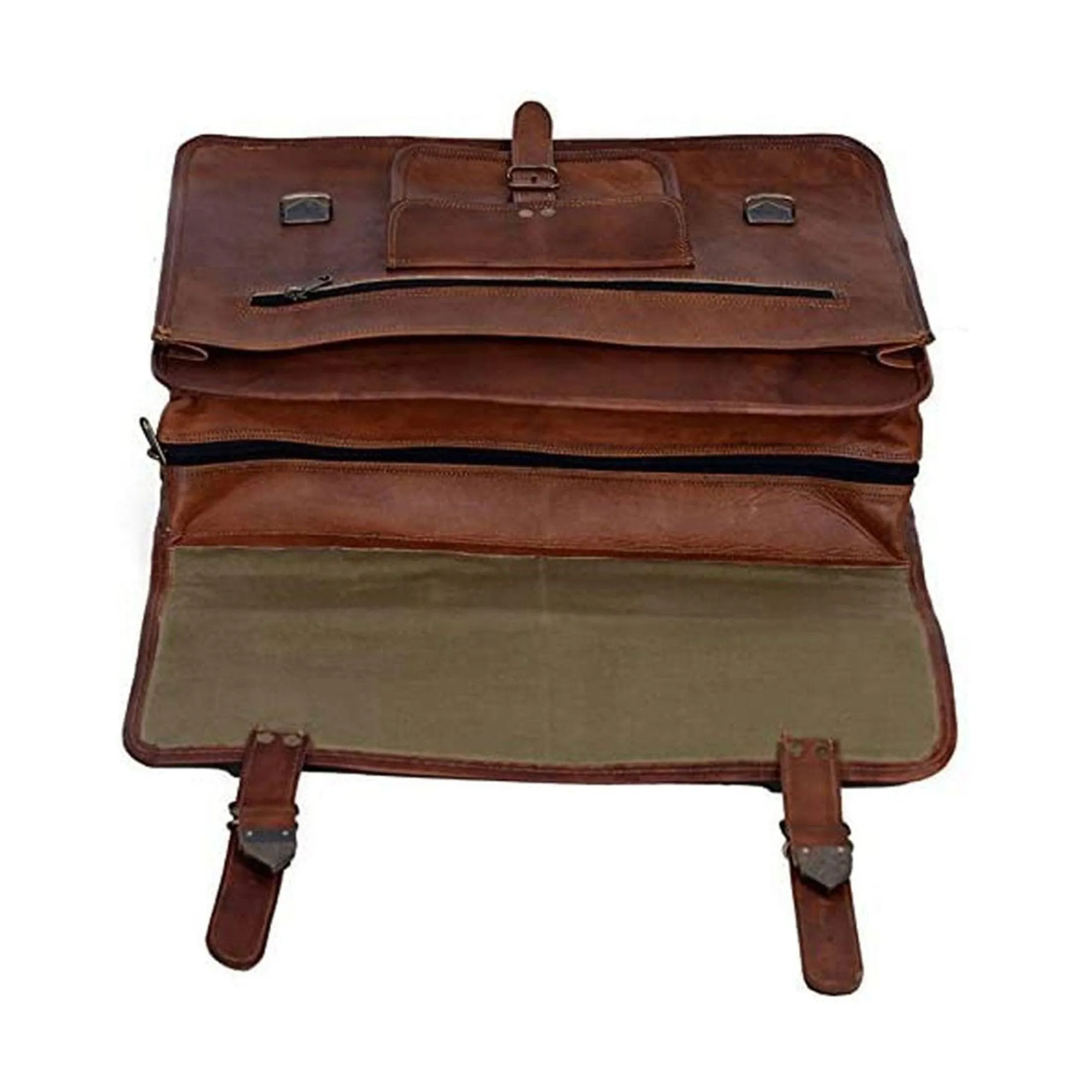 Vintage Men's Brown Handmade Leather Briefcase Best Laptop Messenger Bag Satchel for men gifts for him (16 inch)